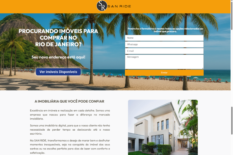 Landing Page San Ride Imóveis